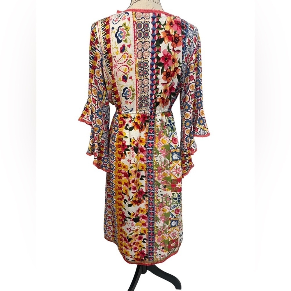 NAUDIC Maxi Bohemian Sundress with Flutter Sleeves 100% Viscose EUC - Picture 4 of 13